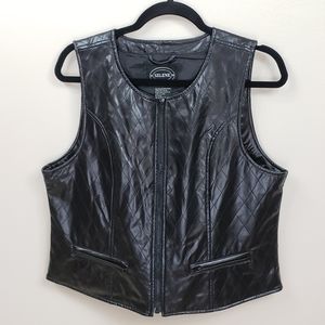 Selene Sport Black Faux Quilted Leather Vest Sz. L